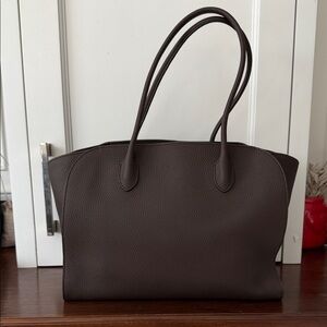 The Row Chocolate Brown Pebbled Leather Tote